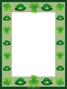 Green Hats and Shamrocks St Patricks Day Border page border