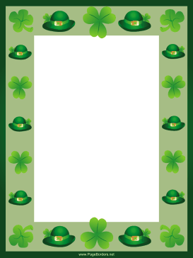 Green Hats and Shamrocks St Patricks Day Border page border