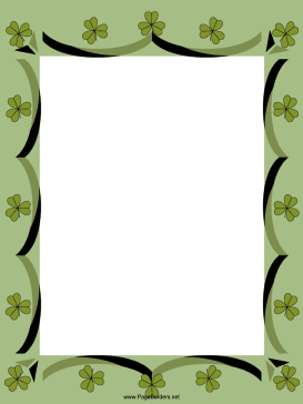 Green Shamrocks St Patricks Day Border page border