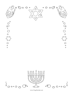 Hanukkah Menorah Black and White Border page border