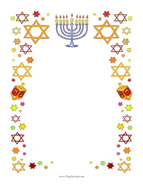 Hanukkah Stars And Dreidel Border page border