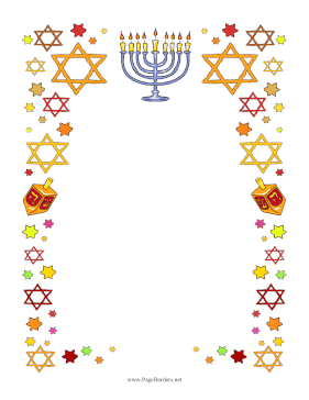 Hanukkah Stars And Dreidel Border page border