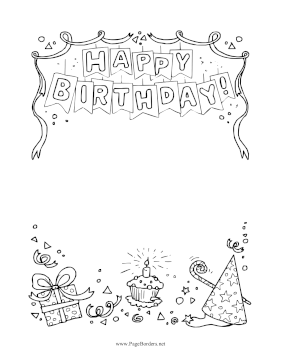 Happy Birthday Party Banner Black and White page border