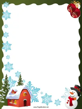 House Snowflakes and Snowman Christmas Border page border