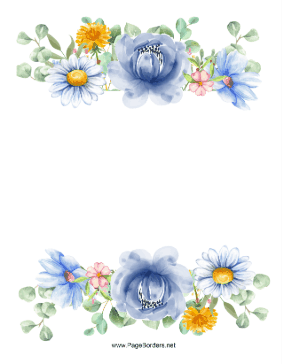 Large Watercolor Flowers Border page border