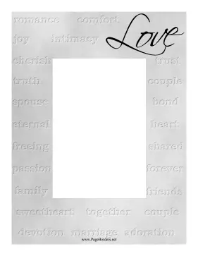 Love Silver Frame Vertical page border