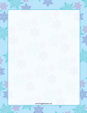 Multicolor on Blue Snowflake Border page border