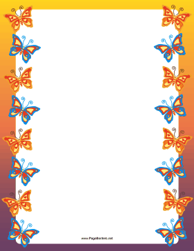 Orange and Blue Butterfly Border page border