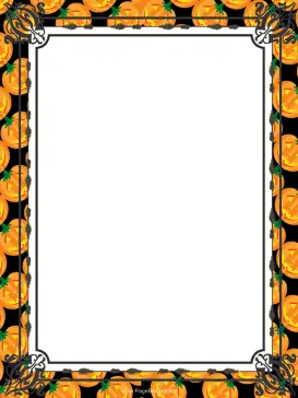 Orange Jack-o-Lanterns Halloween Border page border