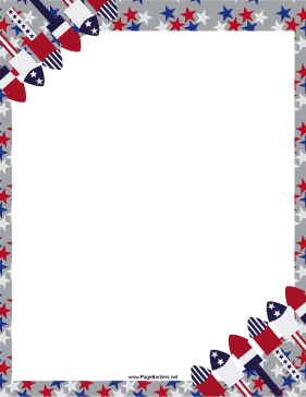 Patriotic Fireworks Border page border