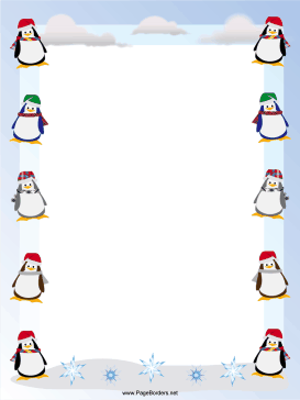 Penguins Christmas Border page border