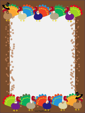 Pilgrim Turkey Thanksgiving Border page border