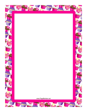 Pink Cupcakes Border page border