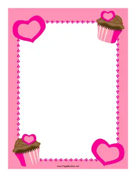 Pink Cupcakes and Hearts Border page border