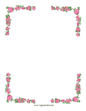 Pink Watercolor Flowers Border page border