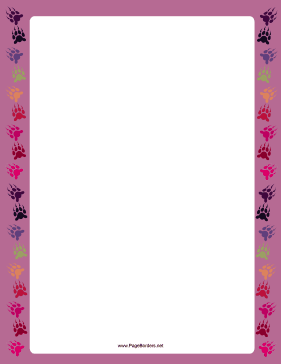 Purple Bear Paw Print Border page border