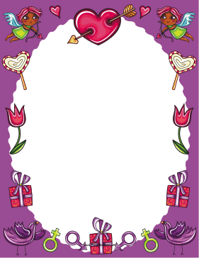 Purple Valentines Day Border page border