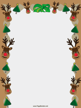 Reindeer and Trees Christmas Border page border