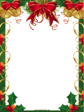 Ribbons Bells and Holly Christmas Border page border