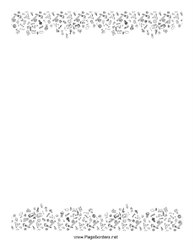 School Supplies Black And White Border page border