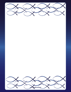 Shiny Blue Christian Fish Border page border