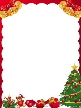 Tree Bells and Gifts Christmas Border page border