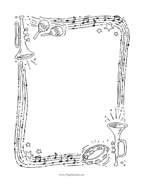 Trumpet Music Black and White page border