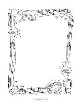 Trumpet Music Black and White page border