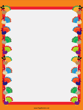 Turkey Columns Thanksgiving Border page border