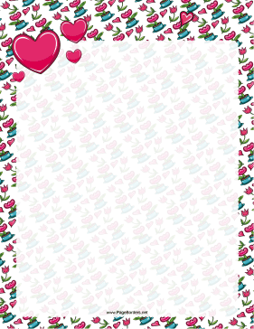 Valentines Day Flowers Border page border