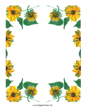 Watercolor Sunflowers Border page border