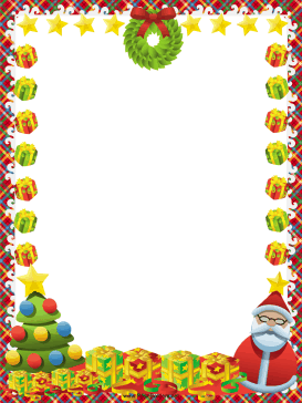 Wreath Santa Tree and Gifts Christmas Border page border