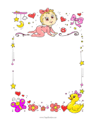 Baby Girl And Toys page border