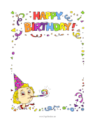 Birthday Kid With Party Favors page border