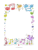 Songbird And Music Notes page border