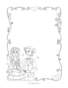 Two Women Wedding Black and White page border